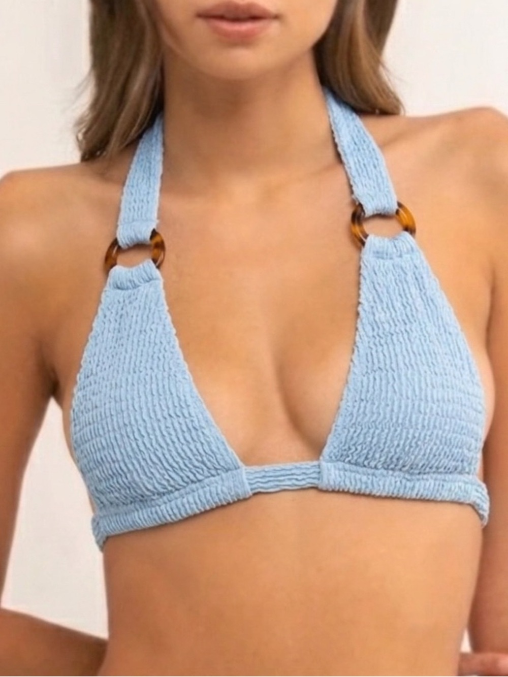 NWT MONTCE SWIMWEAR Peri Scrunch Lani Bikini Top in Baby Blue Size Small